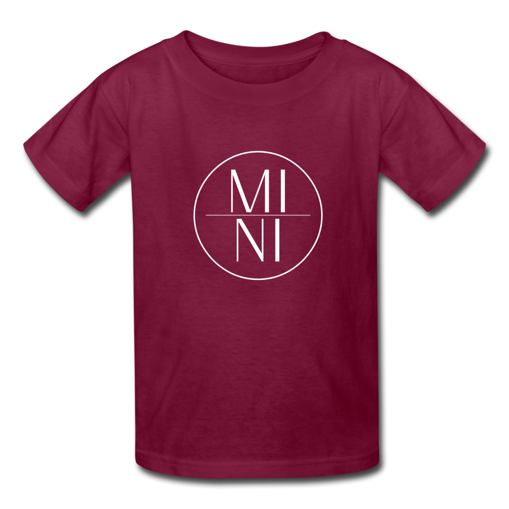 MI|NI Kids' T-Shirt (white lettering) - burgundy